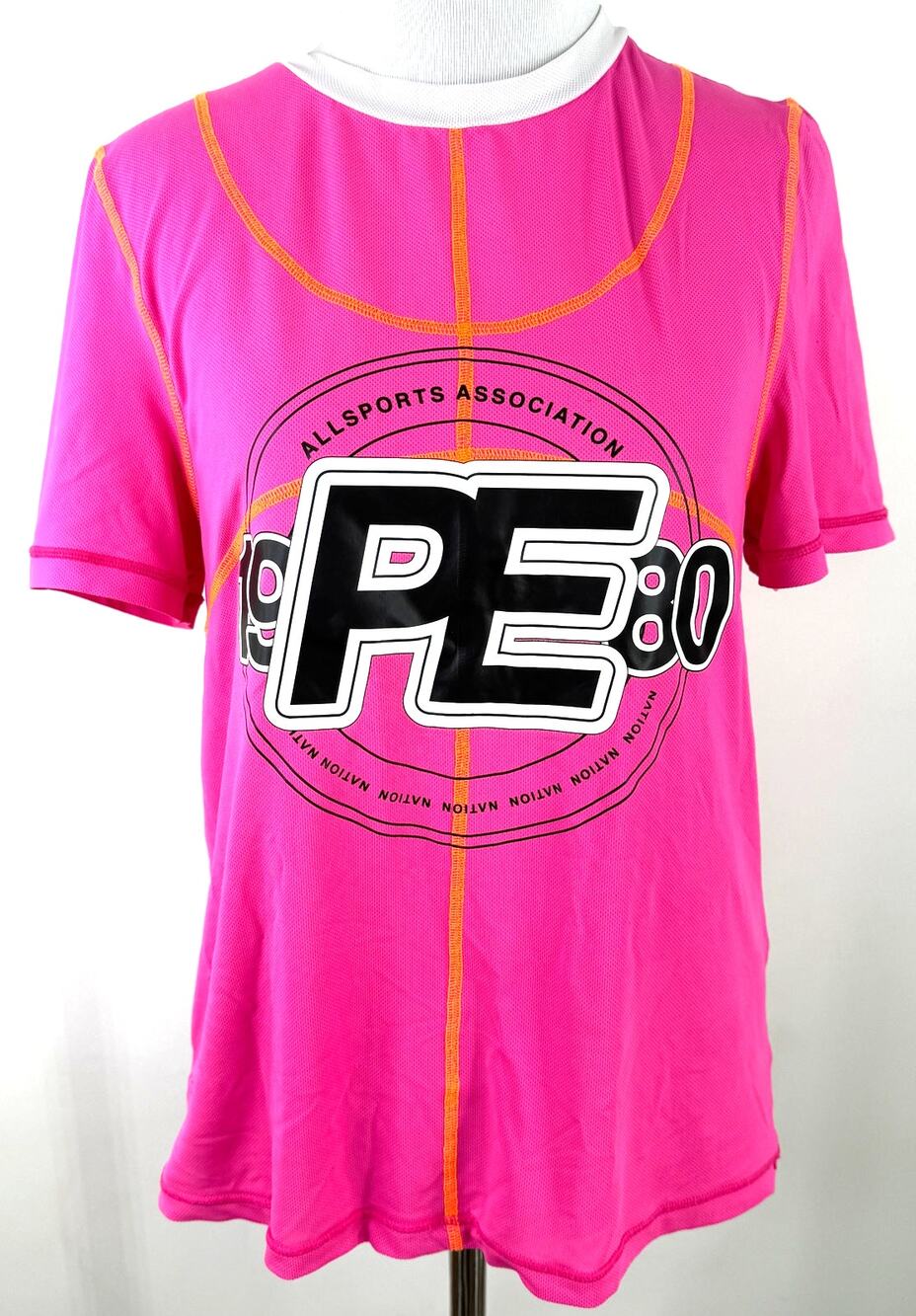 P.E. Nation Women's Bright Pink Double Dribble Mesh Tee Shirt Size XS